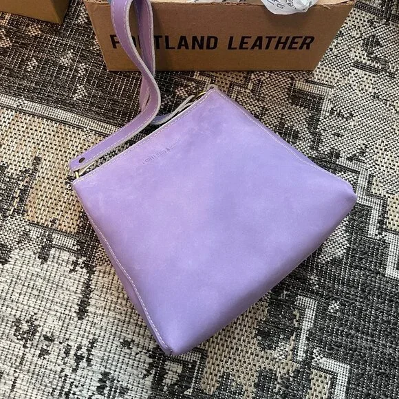Portland Leather UNICORN Triangle Bag CHALK Lavender Purple White Brand New RARE - Picture 1 of 9